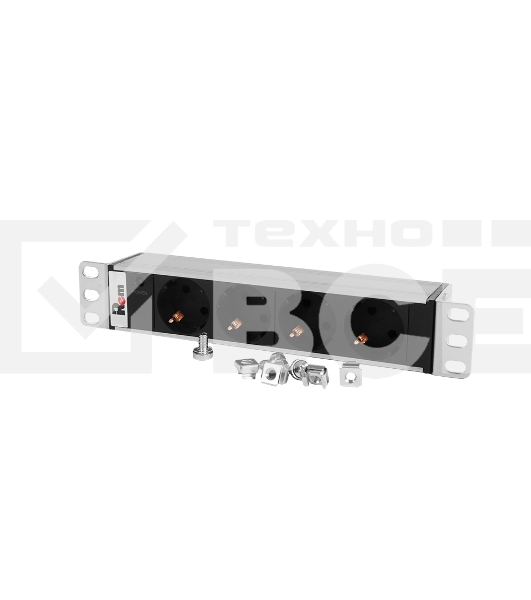 Блок роз Rem-10 без шнура с инд., 4 Sсhuko, вх IEC 60320 C14, 10A алюм. 10