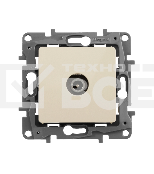 Розетка телевизионная проходная, 15дБ, сл. кость ETIKA Розетка TV проходная, 15дБ, сл. кость