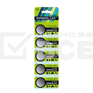 Батарея Ergolux Lithium CR2025-BP5 CR2025 150mAh (5шт) блистер