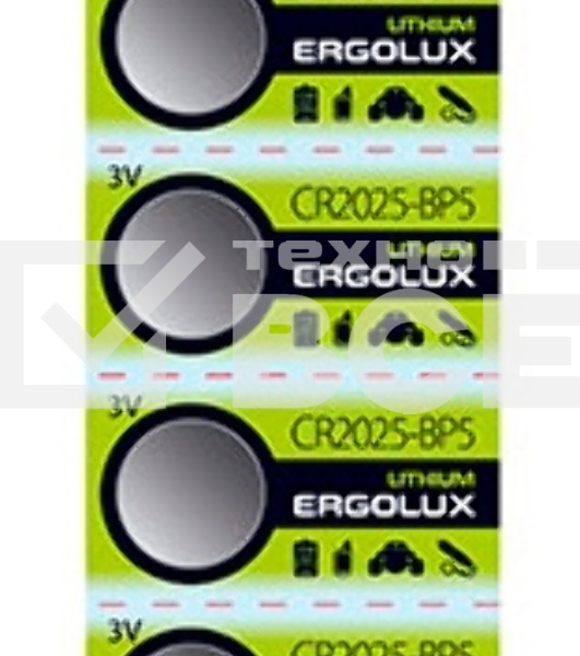 Батарея Ergolux Lithium CR2025-BP5 CR2025 150mAh (5шт) блистер