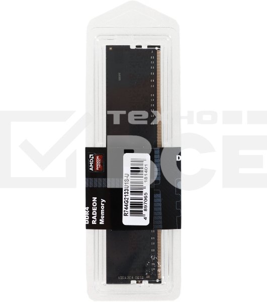 Оперативная память AMD 4GB DDR4 2133MHz DIMM R7 Performance Series Black R744G2133U1S-U Non-ECC, CL15, 1.2V, Retail