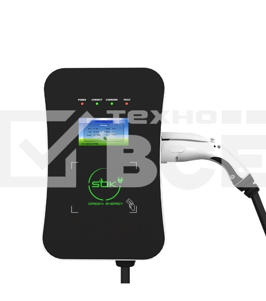 Зарядная станция S'OK Green Energy M3W Series Wallbox EV Charger SM3W10732542-7wf, 1-phase,7kw (32a/ 220v), ocpp 1.6j, rfid, wifi, lan, ip54, кабель 7.5м