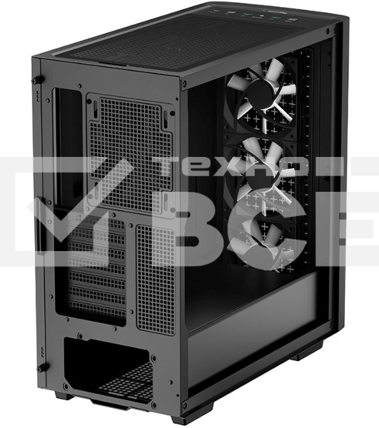 Компьютерный корпус Deepcool CK560 без БП, боковое окно (закаленное стекло), 3xARGB LED 120мм вентилятора спереди и 1x140мм вентилятор сзади, черный, ATX