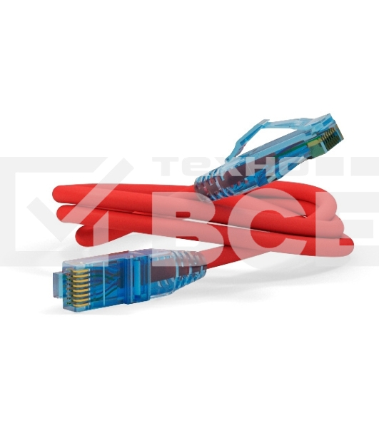 Патч-корд Hyperline PC-LPM-UTP-RJ45-RJ45-C6-2M-LSZH-RD U/UTP, Cat.6, LSZH, 2 м, красный
