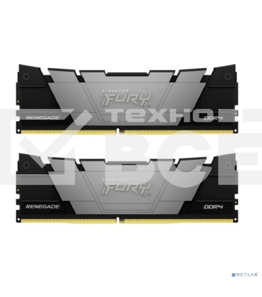 Оперативная память Kingston Fury Renegade, DDR4, 32GB (2x16GB), 3200MHz, CL16, с радиаторами, серый/черный