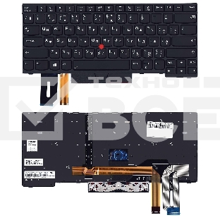 Клавиатура для ноутбука Lenovo Thinkpad T14 P14s черная с подсветкой