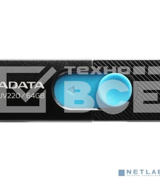 Флеш диск 64GB ADATA UV220, USB 2.0, черный/голубой