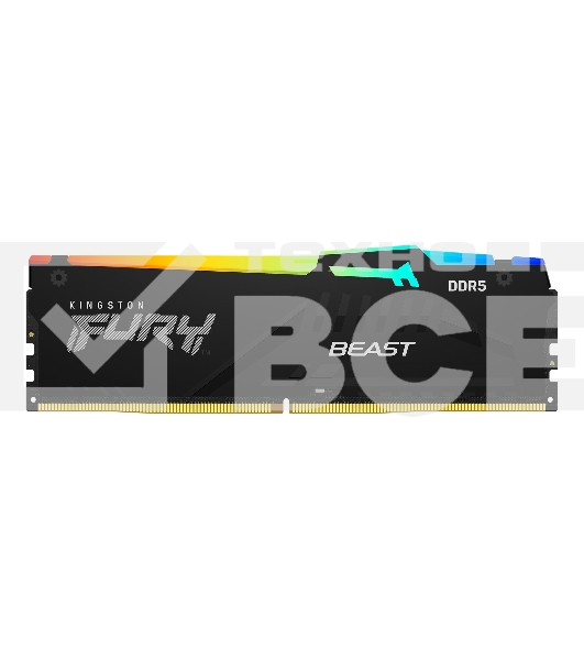 Оперативная память Kingston Fury Beast, DDR5, 16GB (2x8GB), 5600MHz, CL40, с радиаторами, RGB, черный