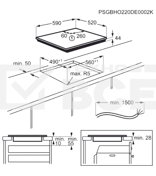 Индукционная варочная панель Electrolux CIS62450 на 4 конфорки, сенсорный слайдер DirectAccess, SenseCookBoil,Stop&Go, PowerBoost и Bridge, мощность: 7.8-11.7 кВт, независимая установка, размеры (ШхГ): 59x52 см,