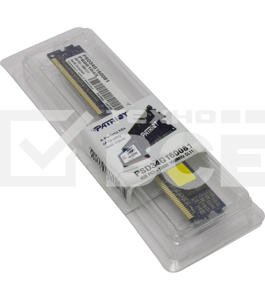 Оперативная память Patriot, DDR3, 4GB (1x4 GB), 1600 MHz, CL11, DIMM