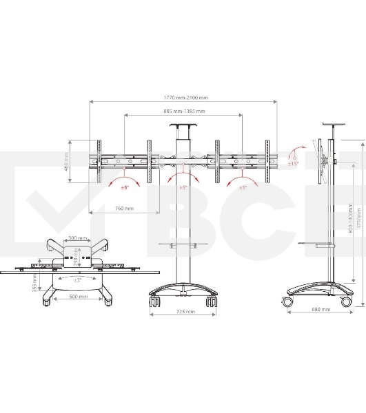 Подставка для телевизора Arm Media PT-STAND-15 (комплект из двух коробок) серебристый 26