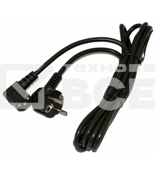 Кабель питания компьютера Hyperline PWC-IEC13A-SHM-3.0-BK (Schuko+C13 (угловая)) (3x1.0), 10A, угловая вилка, 3м, цвет черный