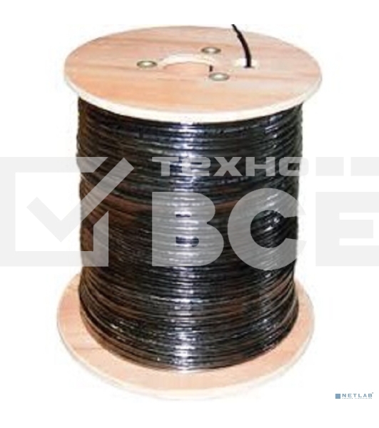 Кабель витая пара F/UTP, категория 5e, PE, 4PR, 24AWG, внешний, черный, с тросом, 305 м
