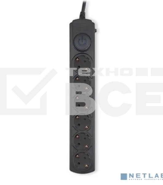 Сетевой фильтр Ippon BK-6-EU-3-16-B 3м (6 розеток) черный (коробка)