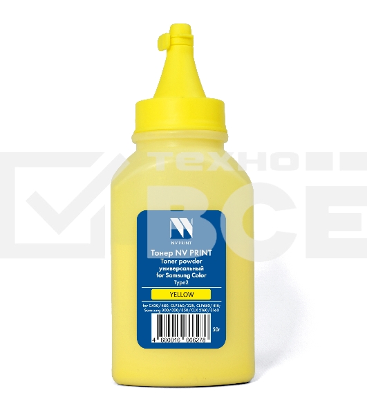 Тонер NVPrint для Samsung Color универсальный Type2 (50г) Yellow совместимый