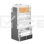 Разъем RJ-45(8P8C) Hyperline PLUG-8P8C-U-C6-SH-100 под витую пару, категория 6 (50 µ''/ 50 микродюймов), экранированный, универсальный (для одножильного и многожильного кабеля) (100 шт), фото 1
