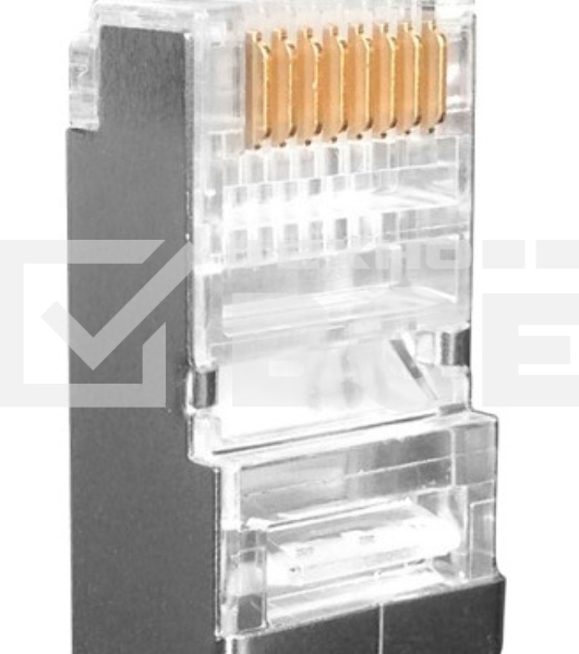 Разъем RJ-45(8P8C) Hyperline PLUG-8P8C-U-C6-SH-100 под витую пару, категория 6 (50 µ''/ 50 микродюймов), экранированный, универсальный (для одножильного и многожильного кабеля) (100 шт)