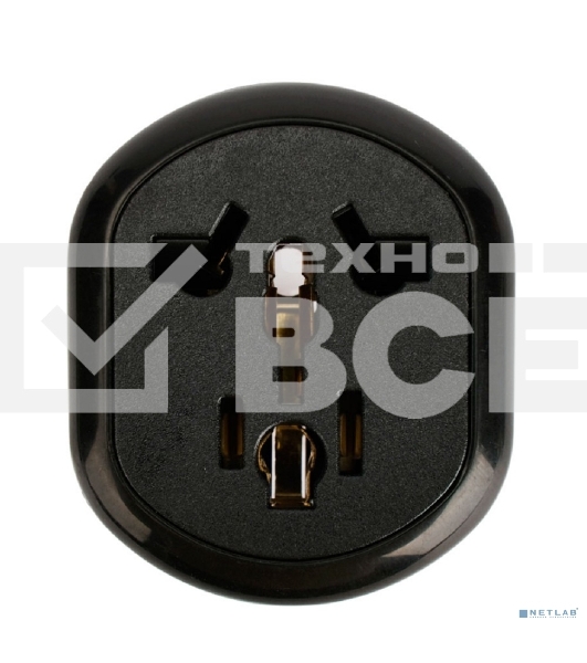 Переходник питания универсальный Cablexpert 6в1 A-AC-UKEU-003B, с вилки A,B,(C),F,E,G,I в F,E, 16А, термостойкий PС пластик, черный, пакет