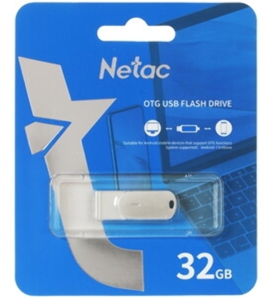 Флешка USB Netac U785 (NT03U785C-032G-30PN), 32Gb, USB 3.0/TypeC, R/W 110/45, серебристый