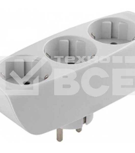 Тройник ЭРА SP-3e-W 3 гнезда, c заземлением, со шторками, белый