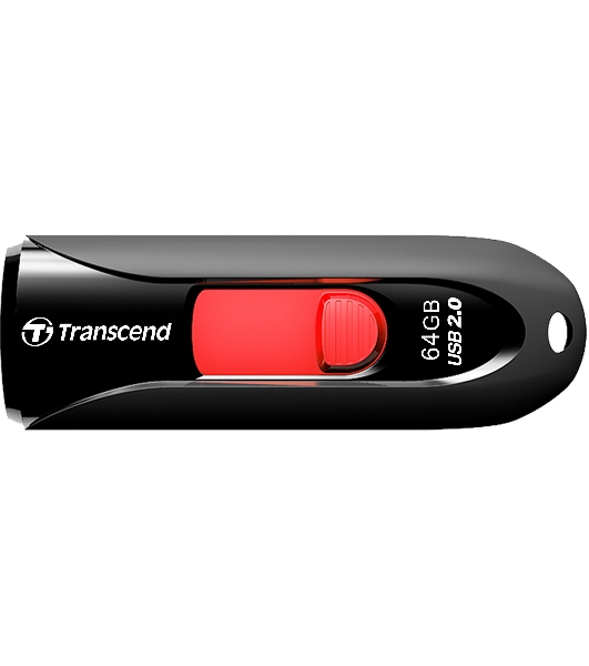 Флешка USB Transcend JetFlash 590 (TS64GJF590K), 64Gb, USB 2.0, R/W 25/15, черный/красный