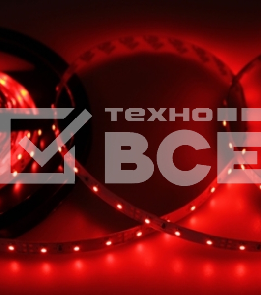 Лента LED открытая, 8 мм, IP23, SMD 2835, 60 LED/m, 12 V, цвет свечения красный