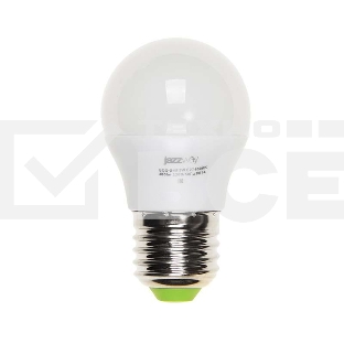 Лампа светодиодная PLED-ECO-G45 5Вт шар 3000К тепл. бел. E27 400лм 220-240В JazzWay 1036957A
