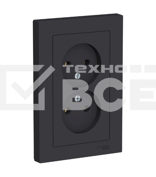 Розетка 2-м ATLAS DESIGN без заземл. 16А в сборе карбон SchE ATN001020