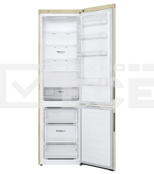 Холодильник LG GA-B509CECL бежевый, двухкамерный, 277/107л, морозилка снизу, No Frost