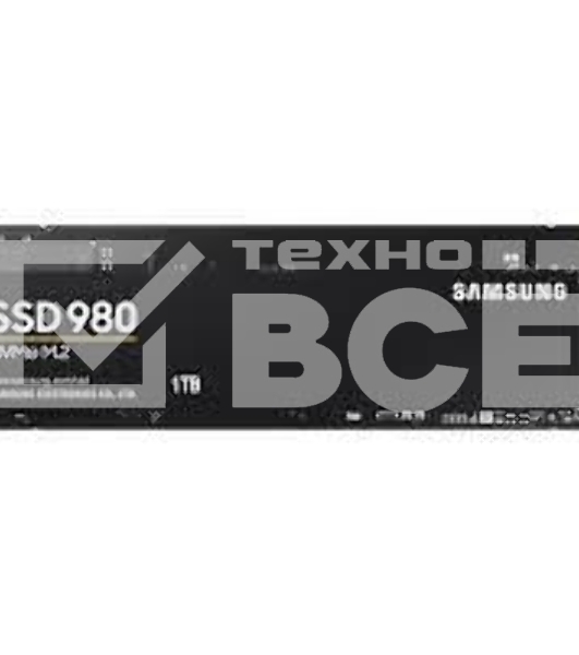 Накопитель SSD Samsung 980, 1000GB, PCIe 3.0 x4, M.2 2280, NVMe, R/W 3500/3000