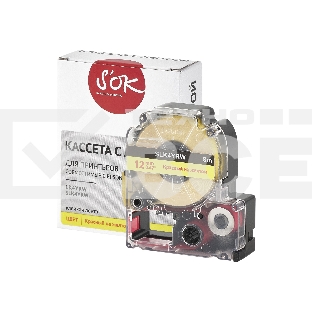 Кассета с лентой S'OK by Sakura Printing K4YRW для Epson, красный на желтом, 12мм/8м