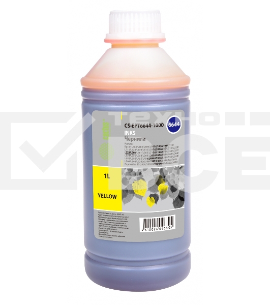 Чернила Cactus CS-EPT6644-1000 желтый 1000мл для Epson L100/L110/L120/L132/L200/L210/L222/L300/L312/L350/L355/L362/L366/L456/L550/L555/L566/L1300
