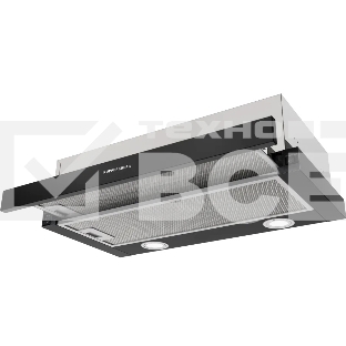 Встраиваемая вытяжка Kuppersberg SLIMDUAL 60 B телескопическая, 60 см, High-Tech, макс. Производительность 650 м3/ч, 3 скорости, механическое управление, светодиодное освещение, два мотора, уровень шума 53 дБ, цвет черный