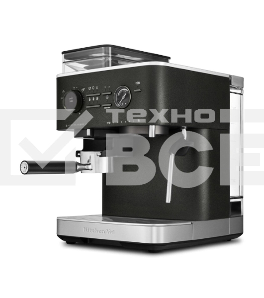 Полуавтоматическая кофемашина KitchenAid 5KES6551EBK, давление 15 бар, 15 уровней помола, объем резервуара для воды 2.5 л, автоматический капучинатор, одновременное приготовление двух чашек, индикатор наличия зерен, индикация уровня воды, черный чугун