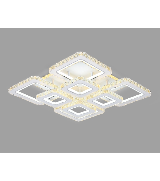 Управляемый светодиодный светильник Ambrella light FA1737/4+4 WH/CH белый/хром 215W 3000K/4200K/6400K 720*720*120 (ПДУ РАДИО 2.4G)