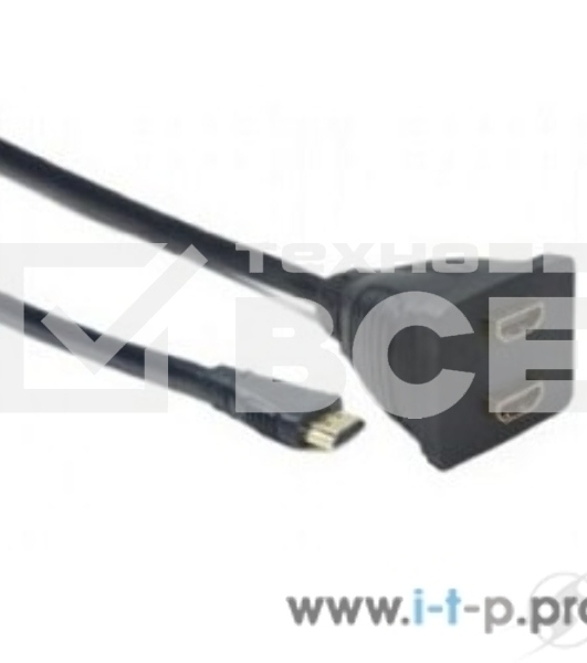 Разветвитель HDMI Cablexpert DSP-2PH4-002, HD19F/2x19F, 1 компьютер => 2 монитора, пасcивный, Full-HD, 3D, 1.4v