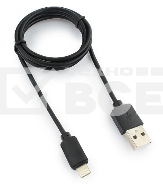 Кабель USB Гарнизон GCC-USB2-AP2-1M AM/Lightning, для iPhone5/6/7, IPod, IPad, 1м, черный, пакет