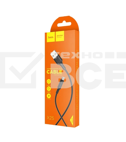 Кабель USB 2.0 hoco X25, AM/microBM, черный, 1м