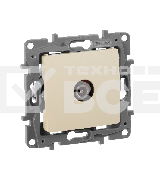 Розетка телевизионная проходная, 15дБ, сл. кость ETIKA Розетка TV проходная, 15дБ, сл. кость