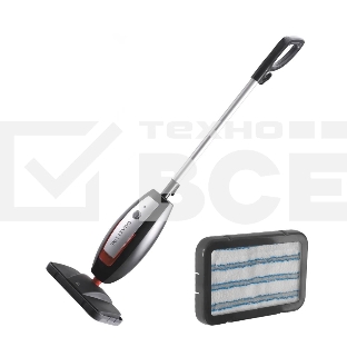 Паровая швабра Galaxy Line GL 6400, серебристый с черным, 1600 Вт, 0,6 л, 1 бар, регулятор мощности, время работы до 20 мин, макс. подача пара 35 г/мин, макс. температура нагрева 110°C, время нагрева до 30 с, индикатор работы и опустошения резервуара, аксессуары: мерный стакан, рамка для ковра, накладка из микрофибры, воронка