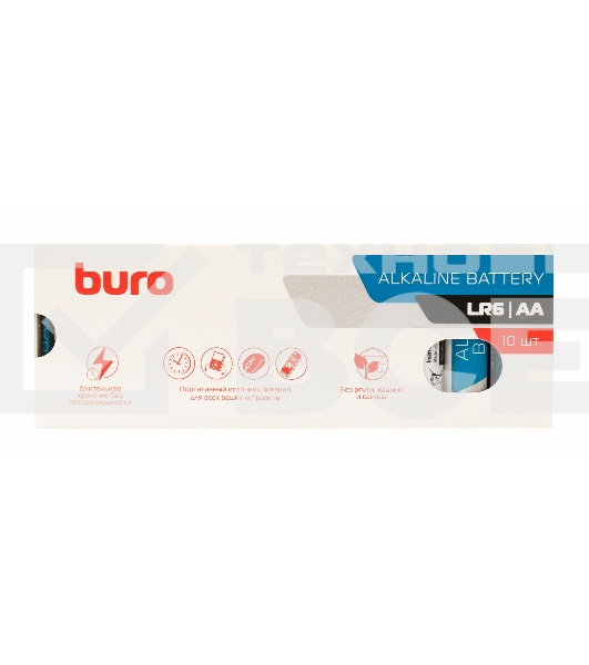 Батарея Buro Alkaline LR6 AA (10шт) коробка