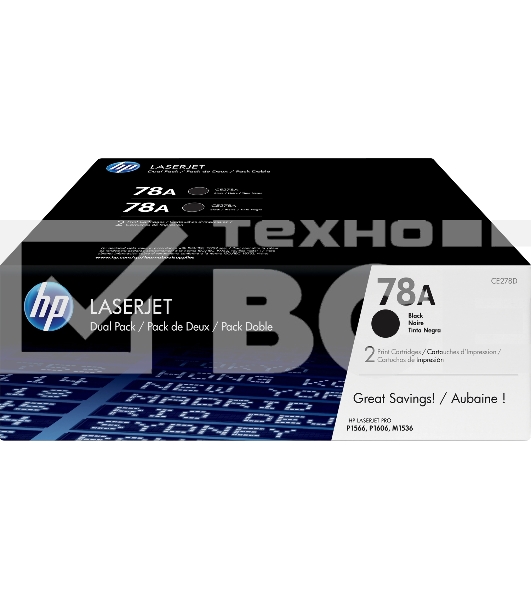 Картридж лазерный двойная упаковка HP CE278AF/CE278AD черный для LJ 1566/1606dn/1536dnf (2 х 2100 стр)