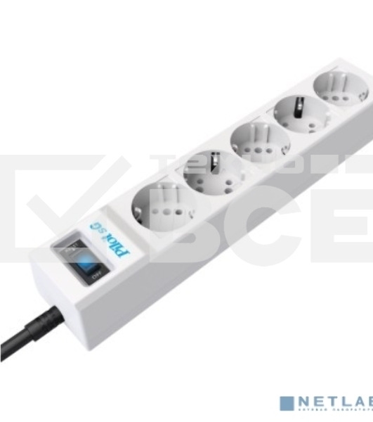 Сетевой фильтр ZIS PILOT Surge protector Pilot SG5 5 outlets (GP), 10A / 2.2kVt, automatic circuit-breaker, 10 m