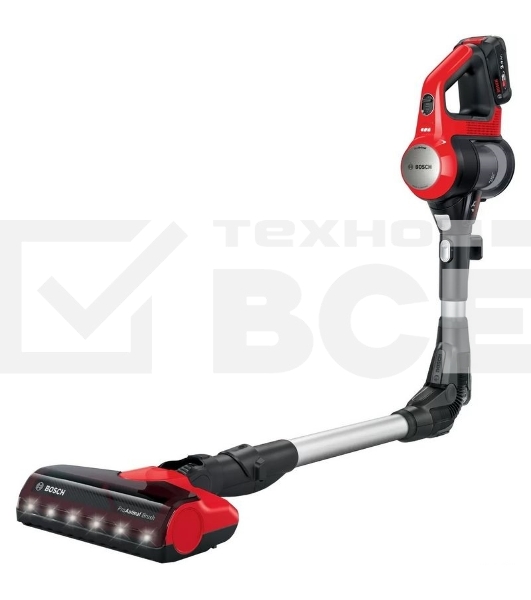 Пылесос вертикальный Bosch BBS711ANM красный, питание от аккумулятора, 200 Вт, уборка сухая, пылесборник 0.3 л, работа от АКБ max 40 мин.