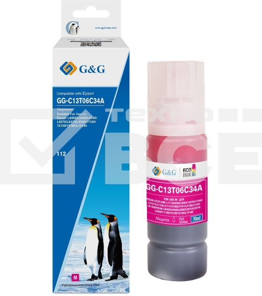 Чернила G&G GG-C13T06C34А №112 пурпурный70мл для Epson L6550/6570/11160/15150/15160