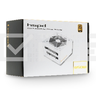 Блок питания HSPD, 850W 80 PLUS  Gold (ATX, 3.1, PCIe 5.1, Full modular, 1x24(20+4)pin mesh 550mm, 2xCPU 8(4+4)pin 700mm, 2xPCIe*2 8(6+2)pin 600+150mm, 1x12VHPWR PCIe 5.1 12+4pin 600W 600mm, 3xSATA*3 450+150+150mm, 1xMOLEX4pin*3 450+150+150mm , Active, 12