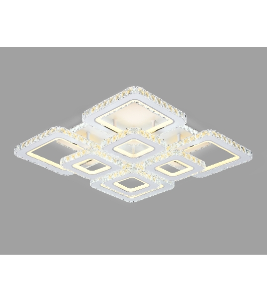 Управляемый светодиодный светильник Ambrella light FA1737/4+4 WH/CH белый/хром 215W 3000K/4200K/6400K 720*720*120 (ПДУ РАДИО 2.4G)