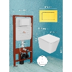 Комплект BAU 6 в 1: усиленная инсталляция BAU IDEAL, унитаз подвесной безободковый Bau Stil Hurricane, быстросъемное тонкое сиденье дюропласт микролифт, клавиша BAU Light, нерж. сталь золото, фото7