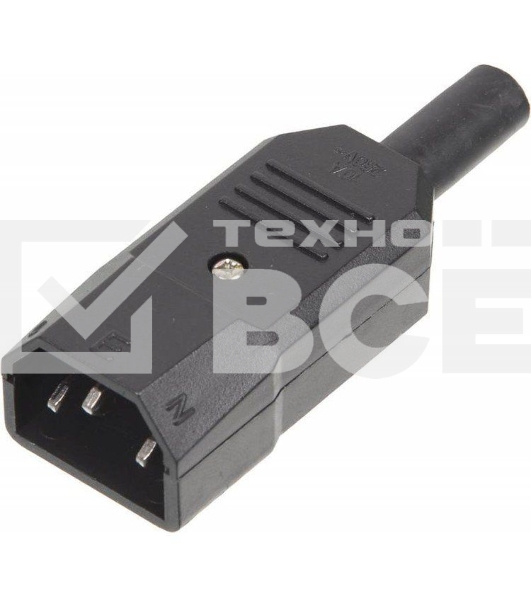 Вилка Lanmaster LAN-IEC-320-C14/90 угловая