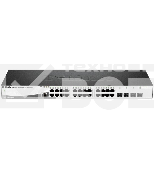 Управляемый коммутатор D-Link DGS-1210-28/ME/A2A2 уровня с 24 портами 10/100/1000Base-T и 4 портами 1000Base-X SFP